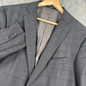 John Varvatos USA Bedford Blazer Mens 44L Gray Plaid Wool Two Button Sport Coat
